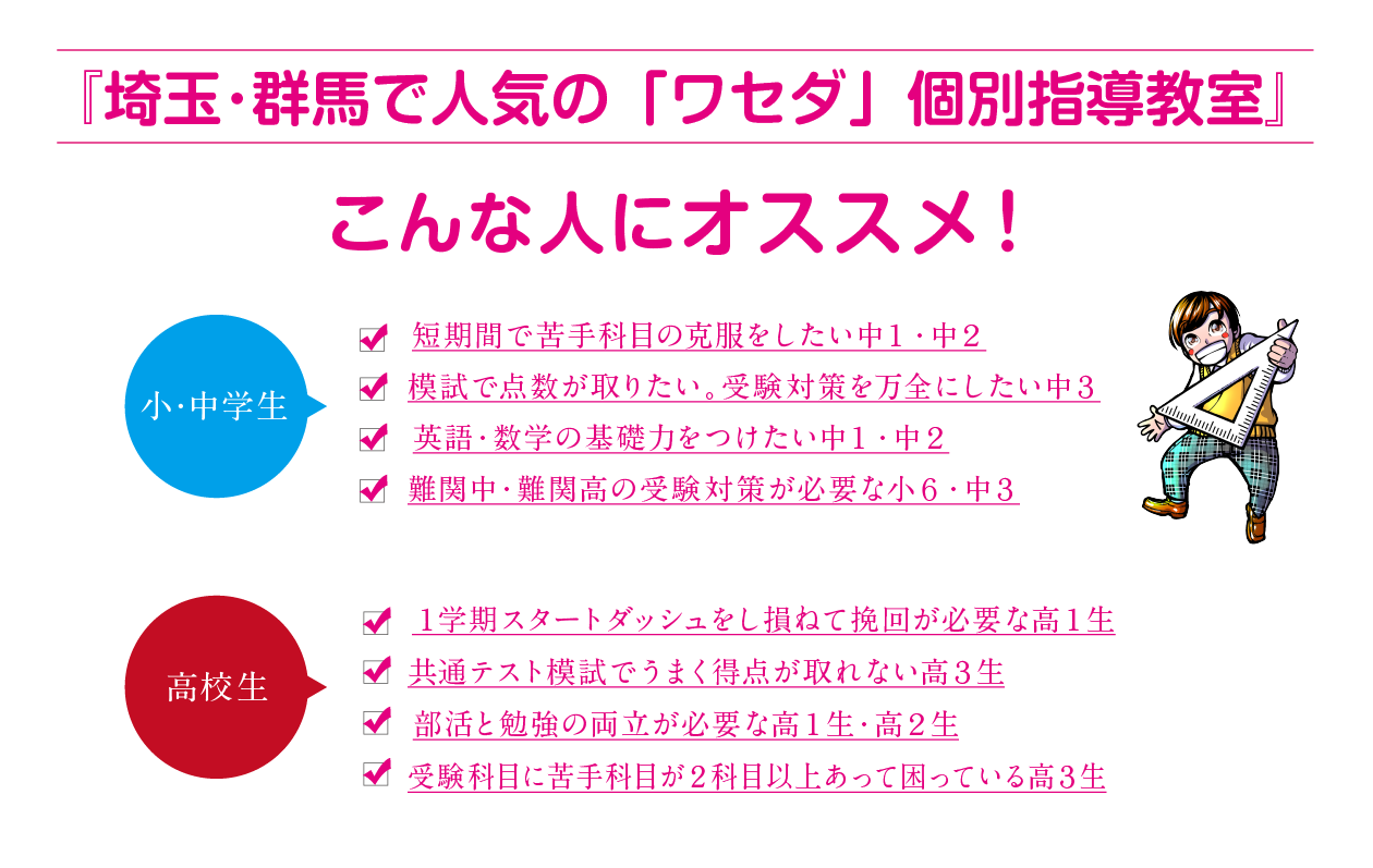 群馬･埼玉で人気の個別指導教室・こんな人におすすめ！